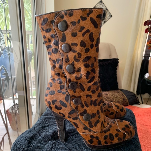 Sam Edelman Leopard Pony Boots - Picture 1 of 8